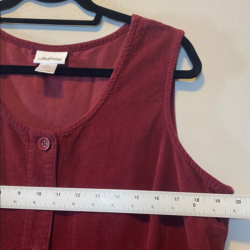 The Vermont Country Store Corduroy Dress Women's Large Red Cotton Pinafore Midi - Picture 10 of 11